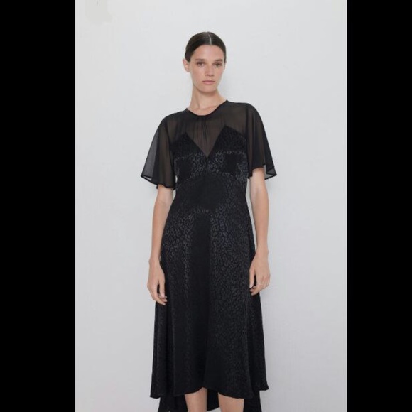 Zara Black Dress Asymmetric Dress NWT - Picture 2 of 8